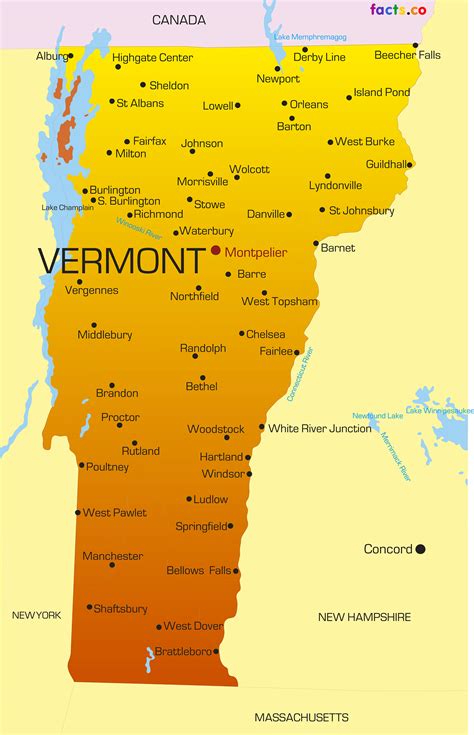 Map Of Vermont | Adams Printable Map