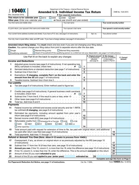 f1040x | Irs Tax Forms | Social Security (United States)