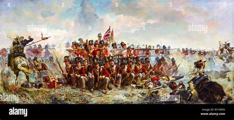 The 28th Regiment at Quatre Bras, Battle of Waterloo painting, 1875 by Elizabeth Thompson (Lady ...