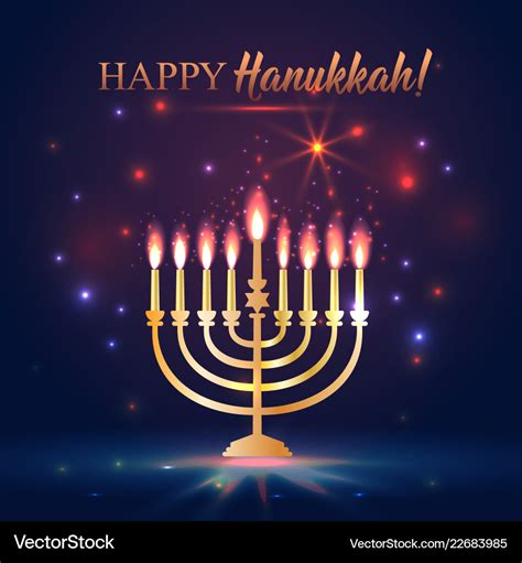 Happy hanukkah shining background with menorah Vector Image