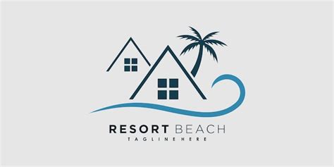 Vetor de design de logotipo de praia de resort com conceito criativo de ...