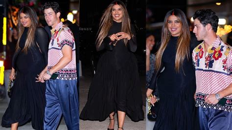 Pregnant Priyanka Chopra looks Stunning Flaunting her Baby Bump celebrating Nick Jona's Birthday ...