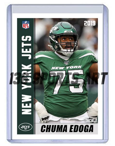 Chuma Edoga 2019 New York Jets custom handmade football card