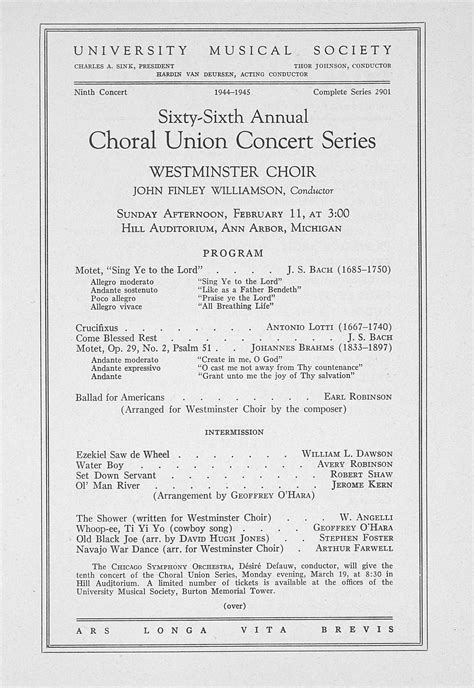 UMS Concert Program, February 11: Sixty-sixth Annual Choral Union ...