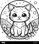 A Cartoon Cute Cat line art coloring Page Vector Illustration Stock  sketch template