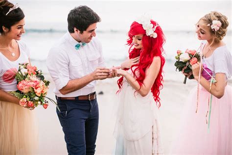 Little Mermaid Wedding: Ariel, Prince Eric Photo Shoot; Disney Wedding Ideas, Inspiration | Glamour