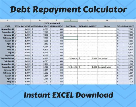 Debt Payoff Excel Spreadsheet Debt Payoff Tracker Digital - Etsy Australia | Debt repayment ...