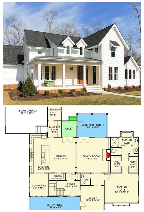 4-Bedroom Two-Story Farmhouse with Open Floor Plan (Floor Plan) #two #story #farmhouse #pla ...