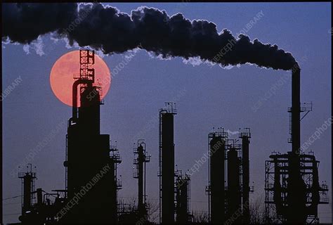 Smoking oil refinery chimney - Stock Image - E810/0295 - Science Photo ...