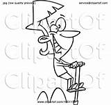 Cartoon Black And White Woman On A Pogo Stick By toonaday 1651156 sketch template