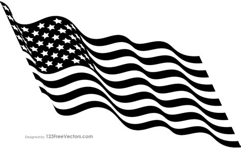 Black and White Waving American Flag