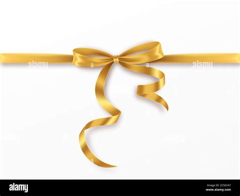 Golden Bow and Ribbon on white background. Realistic gold bow for decoration design Holiday ...