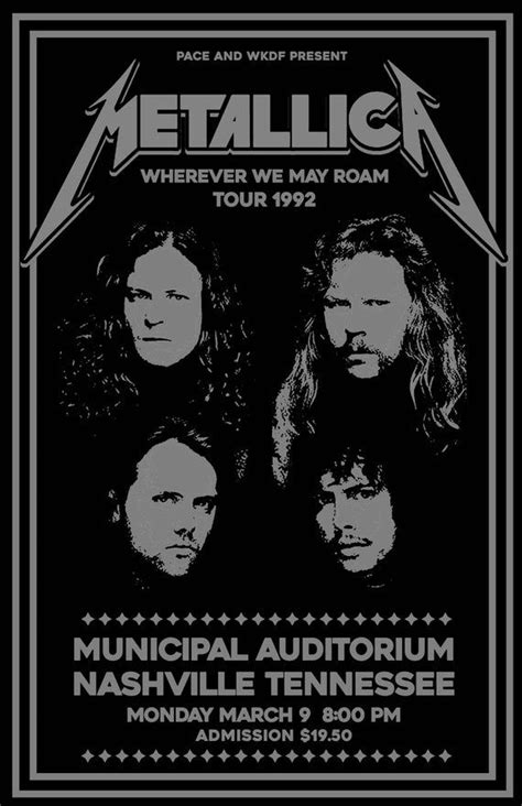 Metallica 1992 Tour Poster | Tour posters, Rock band posters, Metallica art