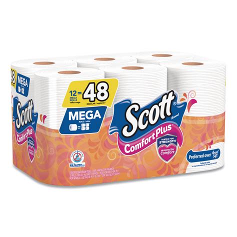 Scott ComfortPlus Toilet Paper, Mega Roll, Bath Tissue, Septic Safe, 1-Ply, White, 462 Sheets ...