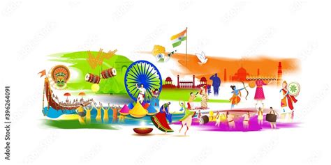 Vector illustration of Incredible India banner, Indian culture and diversity, monuments ...