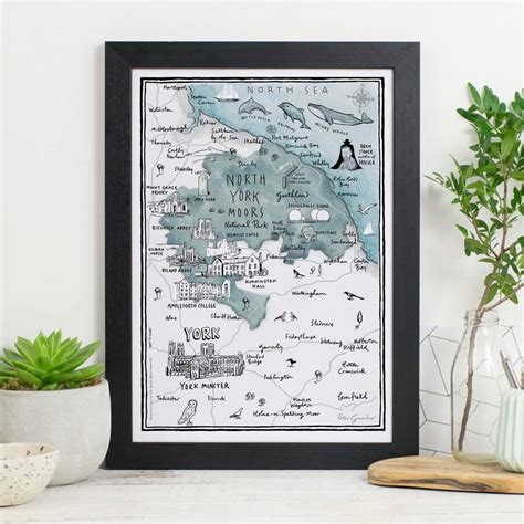 Illustrated Map of North Yorkshire Moors Signed Print