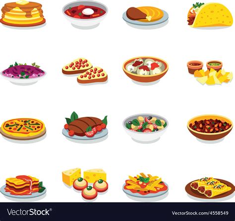 Flat design icons food Royalty Free Vector Image