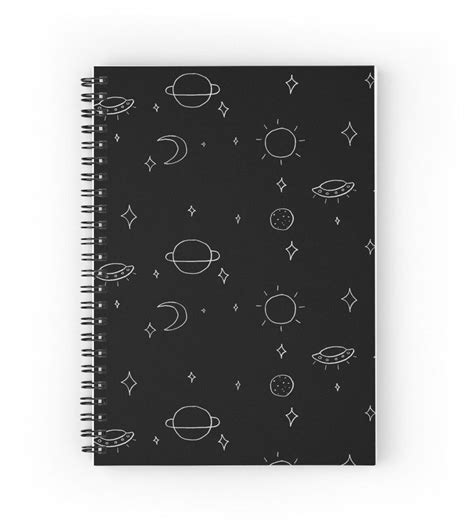 Sketchy Minimalist Universe Print (white) Spiral Notebook by siankjellberg