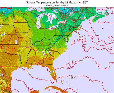 West-Virginia Surface Temperature on Sunday 15 Aug at 2pm EDT