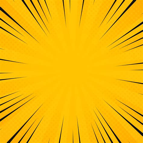 Abstract sun yellow color in radiance rays pattern with comic black ...