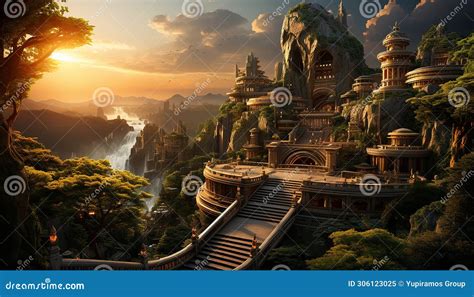 Famous Sunset Over Ancient Hindu Temple, Nature Spirituality in ...