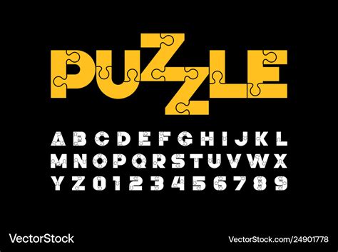 Puzzle font Royalty Free Vector Image - VectorStock