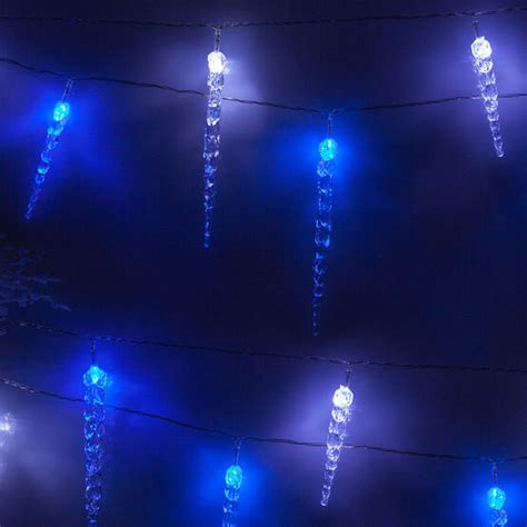 Battery Operated LED Icicle String Lights, 10 Blue-Cool White Twinkle ...