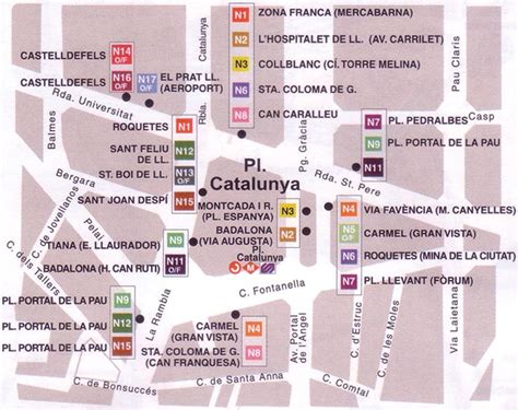 mapa bus nocturno de Barcelona (zona plaza Catalunya) | URBANISMO BCN ...