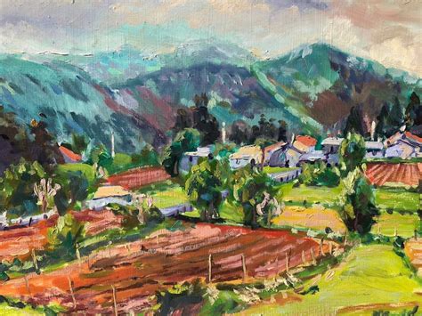 Galician Village and Hills Oil Landscape Painting of Northern - Etsy