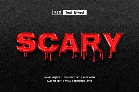 ArtStation - 3D Scary. PSD fully editable text effect. Layer style PSD ...