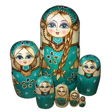 7Pcs Beautiful Wooden Matryoshka Russian Nesting Dolls Babushka Matryoshka Kids Baby Collection ...