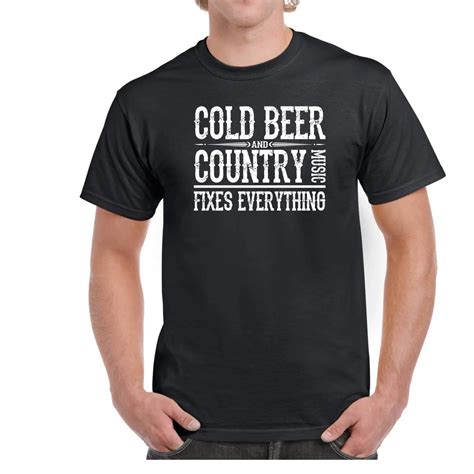 2019 New Arrival Great Quality Funny Cotton Cold Beer & Country Music Men'S Tee Shirt Country ...