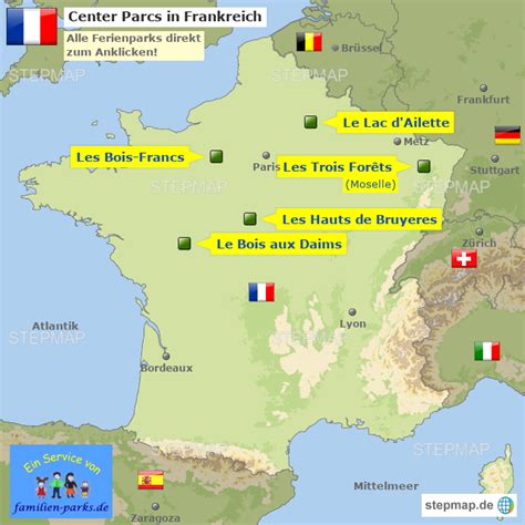 Center Parcs Frankreich P&V von Familienparks - Landkarte für Frankreich