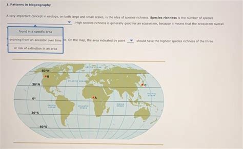 Solved 1. Patterns in biogeography A very important concept | Chegg.com