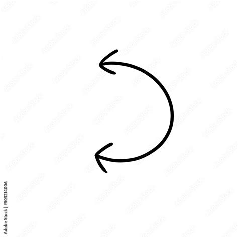 Ilustrace „Curved line with two side arrow.Half circle line. Hand drawing of thickness, depth ...