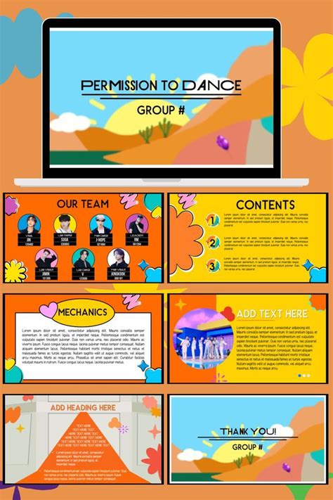 BTS' Permission To Dance themed PowerPoint template - 28 slides with animation Cool Powerpoint ...