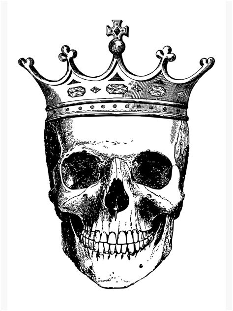 "Skull King | Skull with Crown | Skull Wearing a Crown | Vintage Skulls | Black and White ...