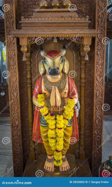 Statue of the Goddess Prithvi with the Cow Head in the Hindu Temple ...