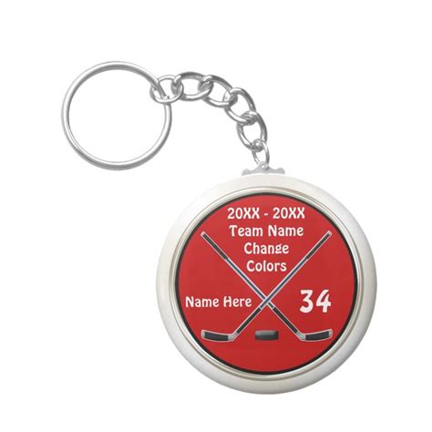 Customizable Hockey Keychains in Your Colors, Text | Zazzle | Keychain, Personalized hockey ...