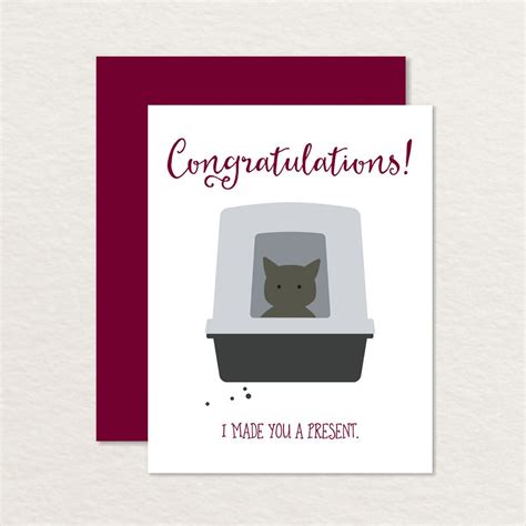 Funny Graduation Card / Funny Congratulations Card / I Made You a Present Cat in Litter Box A2 ...