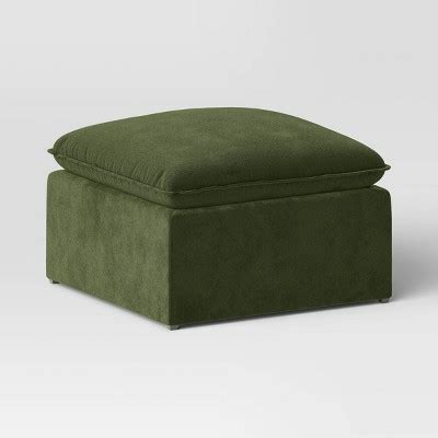 Haven French Seam Modular Sectional Sofa Ottoman Dark Green Velvet ...