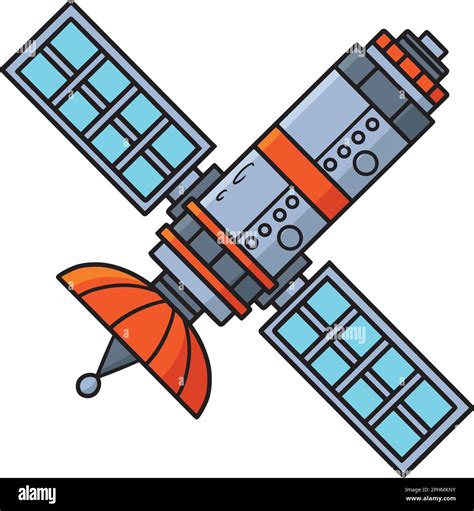 Space Satellite Cartoon Colored Clipart I Stock Vector Image & Art - Alamy