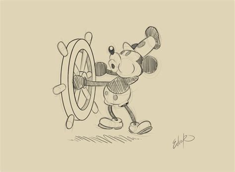 Steamboat Willie | Disney drawings sketches, Easy disney drawings ...