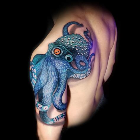 realistic 3d octopus tattoo done at Masterpiece Tattoo