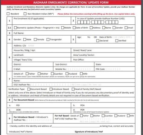 Aadhar Card Correction Form Online, Update online/offline, Biometric Step