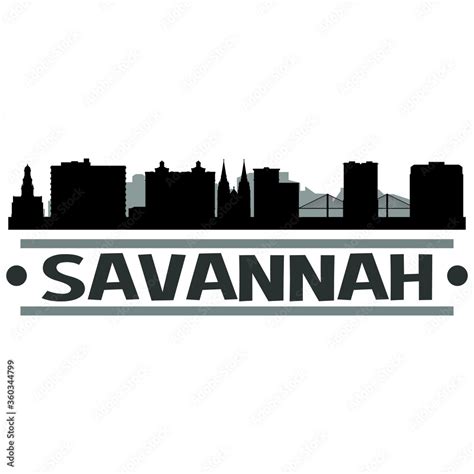 Savannah Georgia Skyline Silhouette City Design Vector Famous Monuments Stock Vector | Adobe Stock