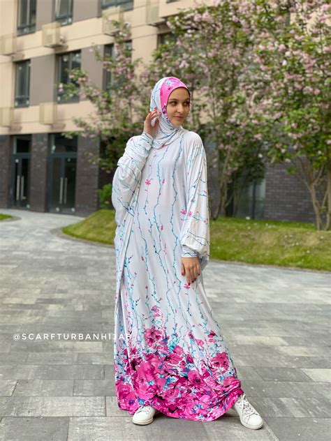 White floral Muslim prayer dress islamic clothing dress with | Etsy