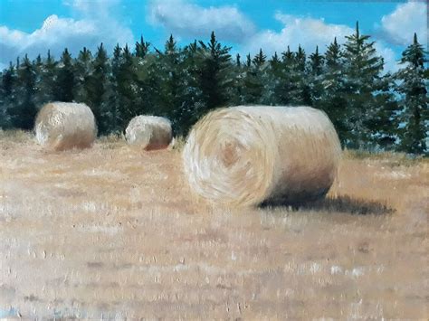 Oil painting Haystacks. Landscape. Impressionism. | Etsy