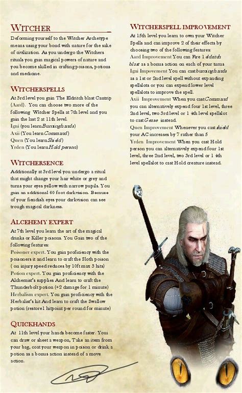 Ranger archetype d&d 5e based on the witcher 3 (Mikis van der Linden) ;) Dungeons And Dragons ...