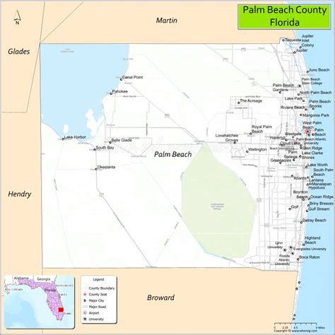 Palm Beach County Map, Florida, USA | Check Major Cities & Towns, County Facts & Location